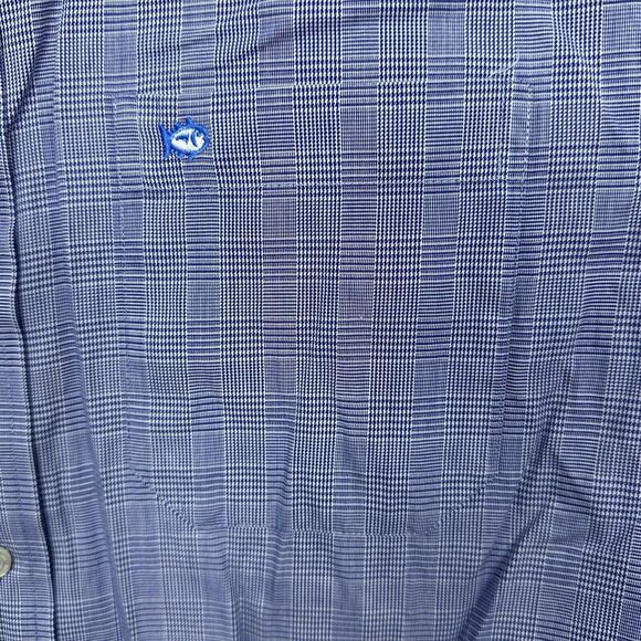 Southern Tide Button Front Shirt Plaid Long Sleeve Mens Sz S Navy Blue White EUC - Picture 5 of 8